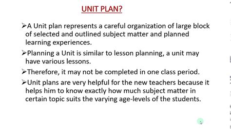 what is a unit plan definition