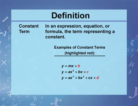 what is a variable constant and term in math