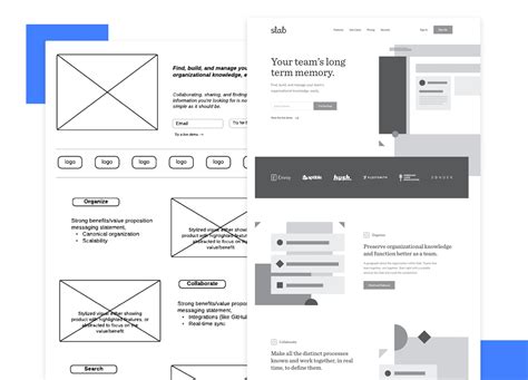 what is a wireframe for a website example