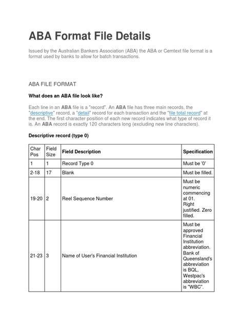what is aba format