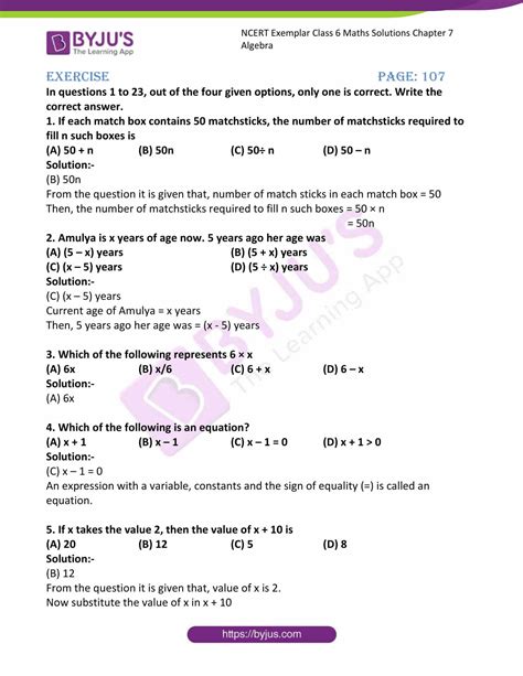 what is algebra class 6 questions