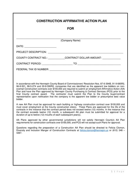 what is an affirmative action plan example
