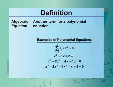 what is an algebraic equation definition