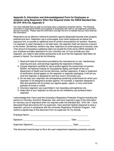 what is an appendix d form