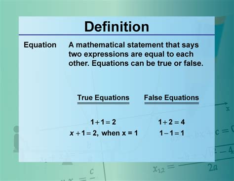 what is an equation in algebra definition