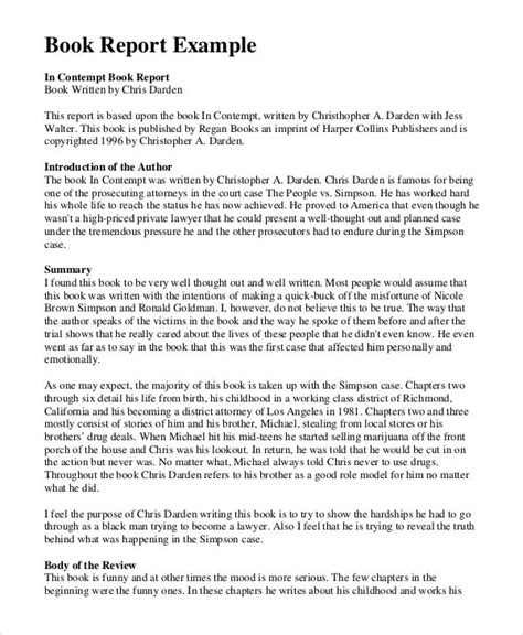what is an example of a book report