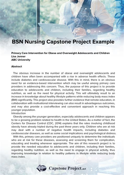 what is an example of a capstone project in healthcare