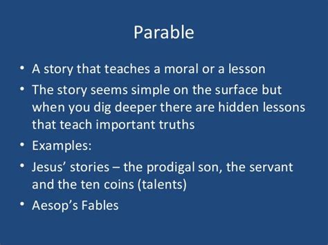 what is an example of a parable with a moral lesson