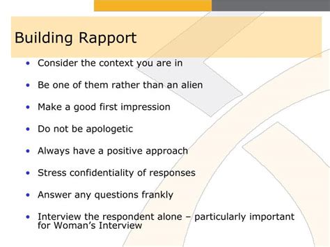 what is an example of a rapport building interview question
