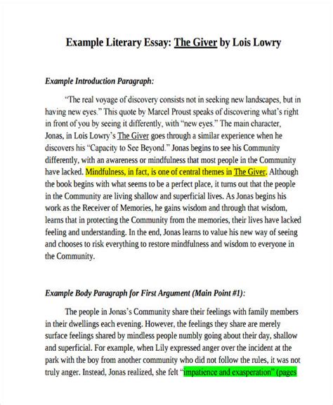 what is an example of a thesis in literature