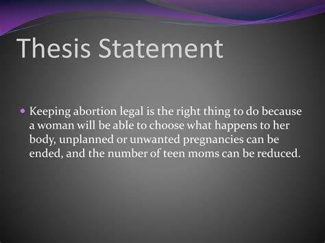 what is an example of a thesis statement about abortion