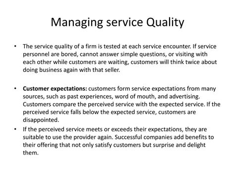 what is an example of managing a quality service