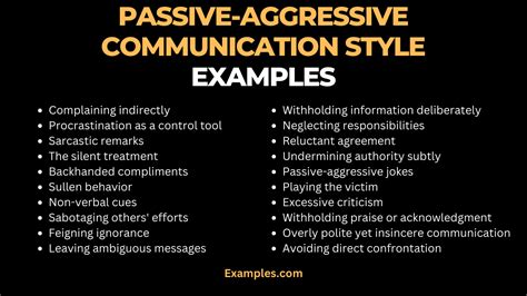 what is an example of passive aggressive communication