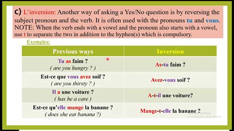 what is an inversion question in french