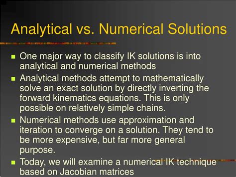 what is analytical solution and numerical solution