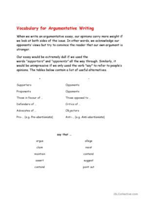 what is argumentative writing in english pdf
