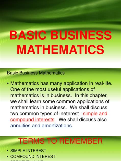 what is basic business math