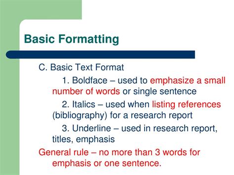 what is basic formatting