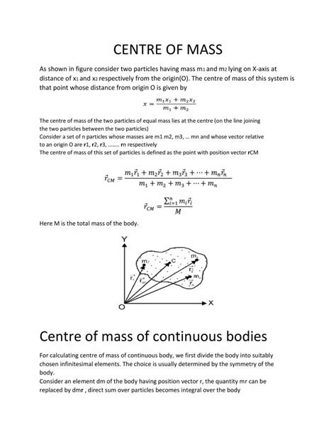 what is centre of mass in physics class 9