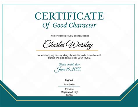what is character certificate from school sample