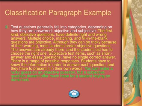 what is classification paragraph example