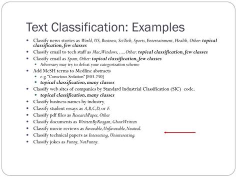 what is classification text example