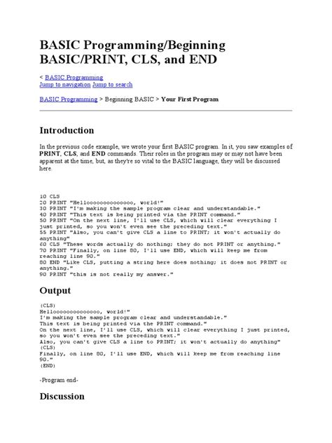 what is cls in basic programming
