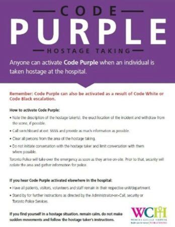 what is code violet mean in a hospital