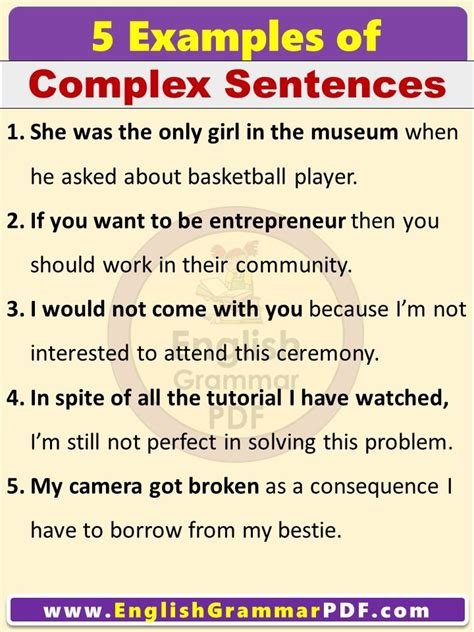 what is complex sentence and five examples