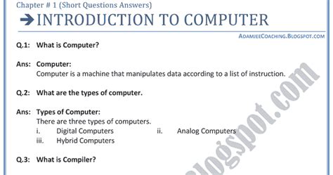 what is computer short question answer