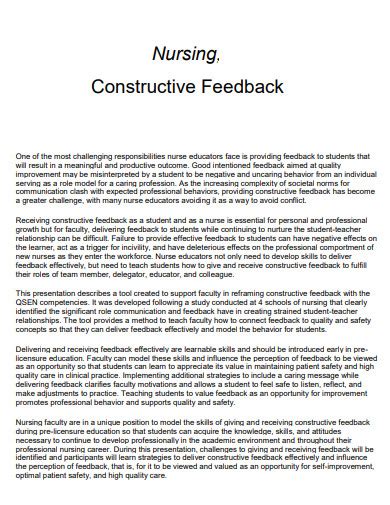 what is constructive feedback in nursing
