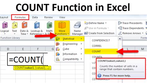 what is count function in ms excel