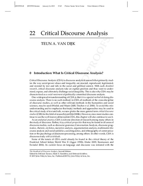 what is critical discourse analysis according to van dijk