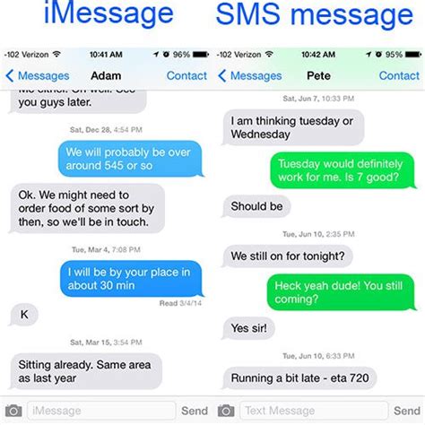 what is difference between blue and green messages on iphone