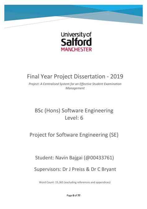 what is dissertation in project management