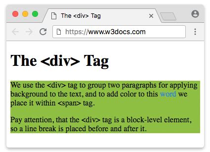 what is div tag in html explain with example