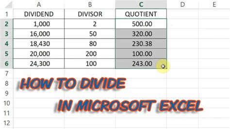 what is divide called in excel