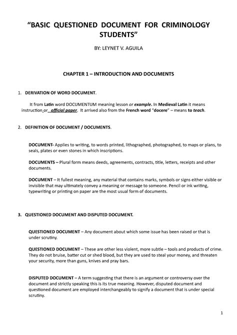 what is document in criminology
