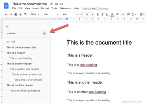 what is document outline in google docs