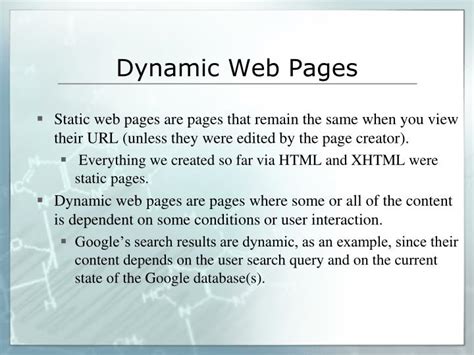 what is dynamic web page in computer