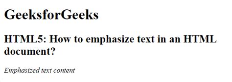 what is emphasize text in html