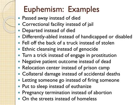 what is euphemism in figure of speech and examples