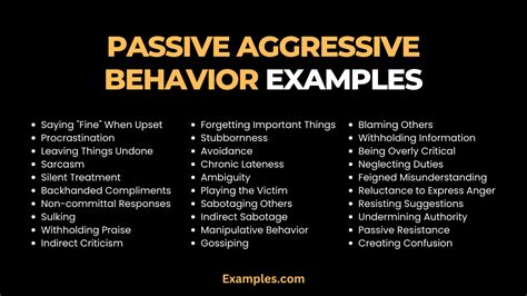 what is examples of passive aggressive behavior
