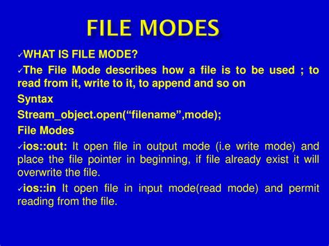 what is file modes in c++
