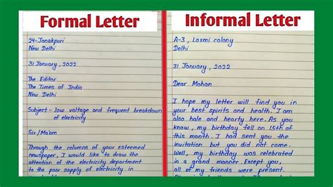 what is formal and informal letter