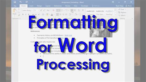 what is formatting as used in word processing