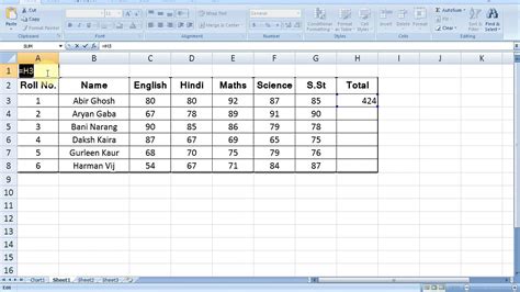 what is formula in excel class 6