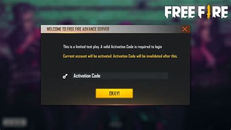 what is free fire advance server code