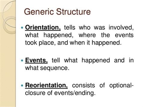 what is generic structure of recount text explain