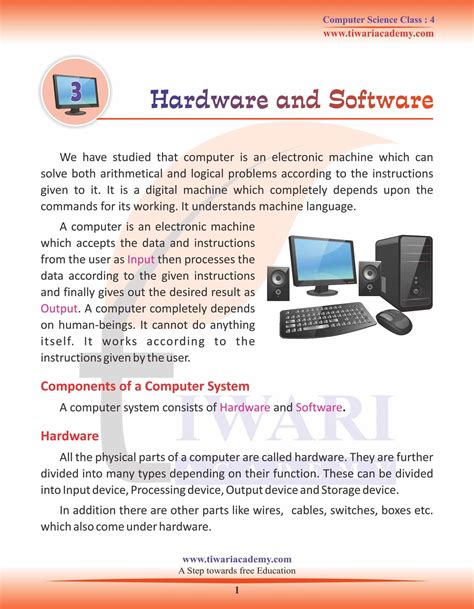 what is hardware and software short answer class 6